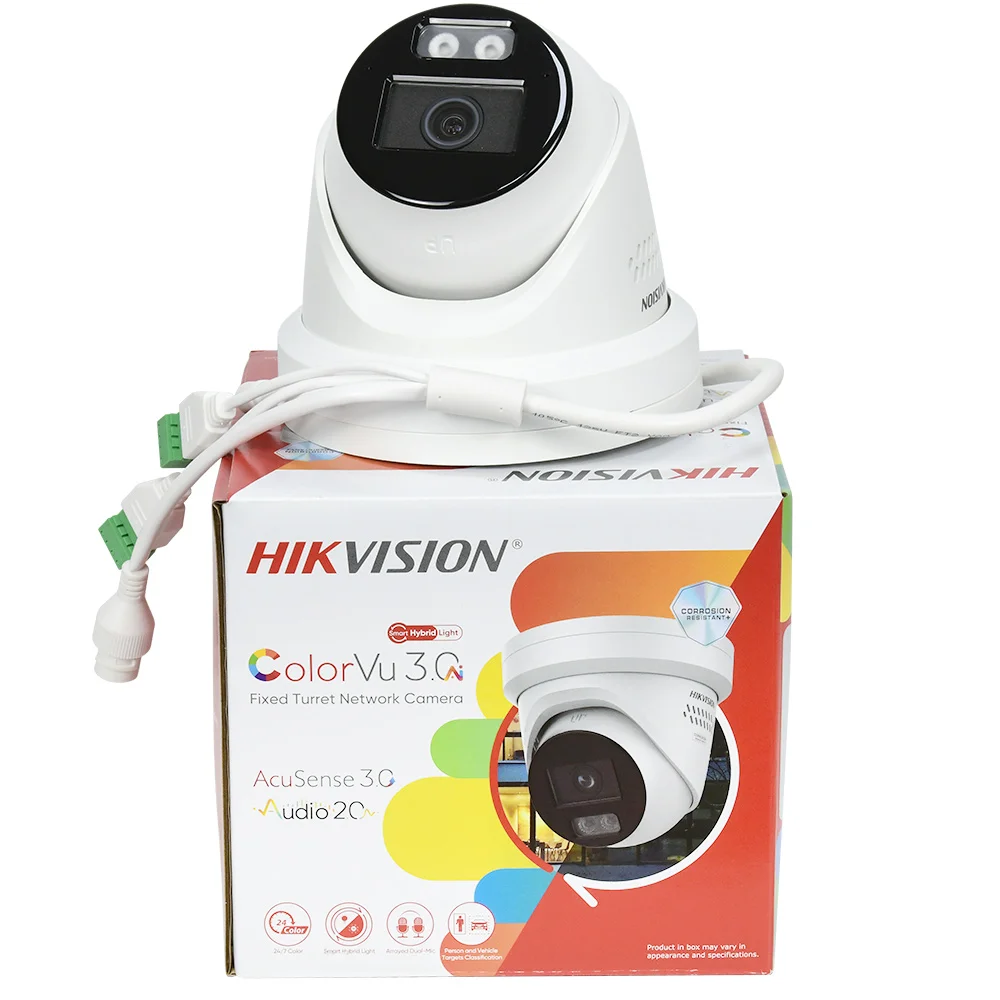 Hikvision 8MP ColorVu3.0 4K IP Camera with Black White Active Strobe Alarm Speaker High End 1/1.8