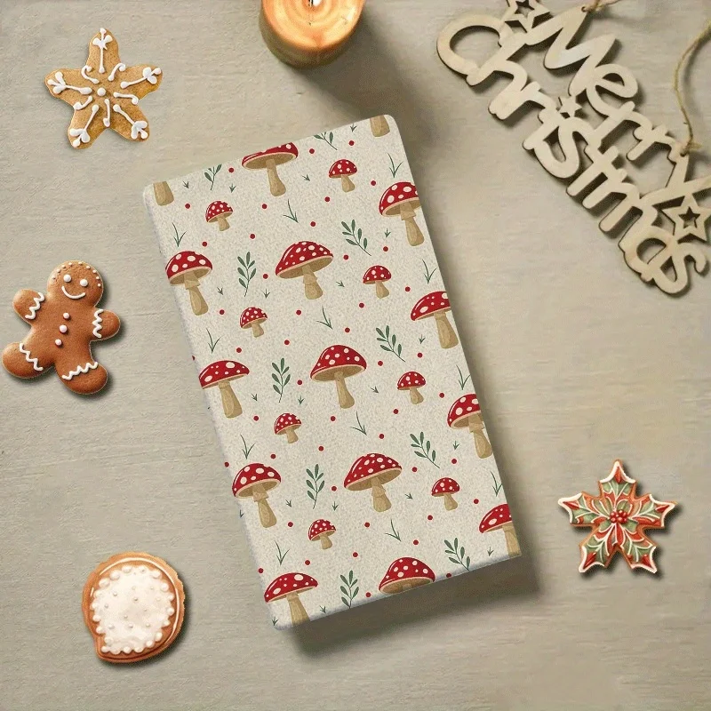 2PCS Cute Mushroom Plant Red Dot Towels | Super Absorbent Microfiber Kitchen Cloths for Cooking Baking Cleaning & Parties (