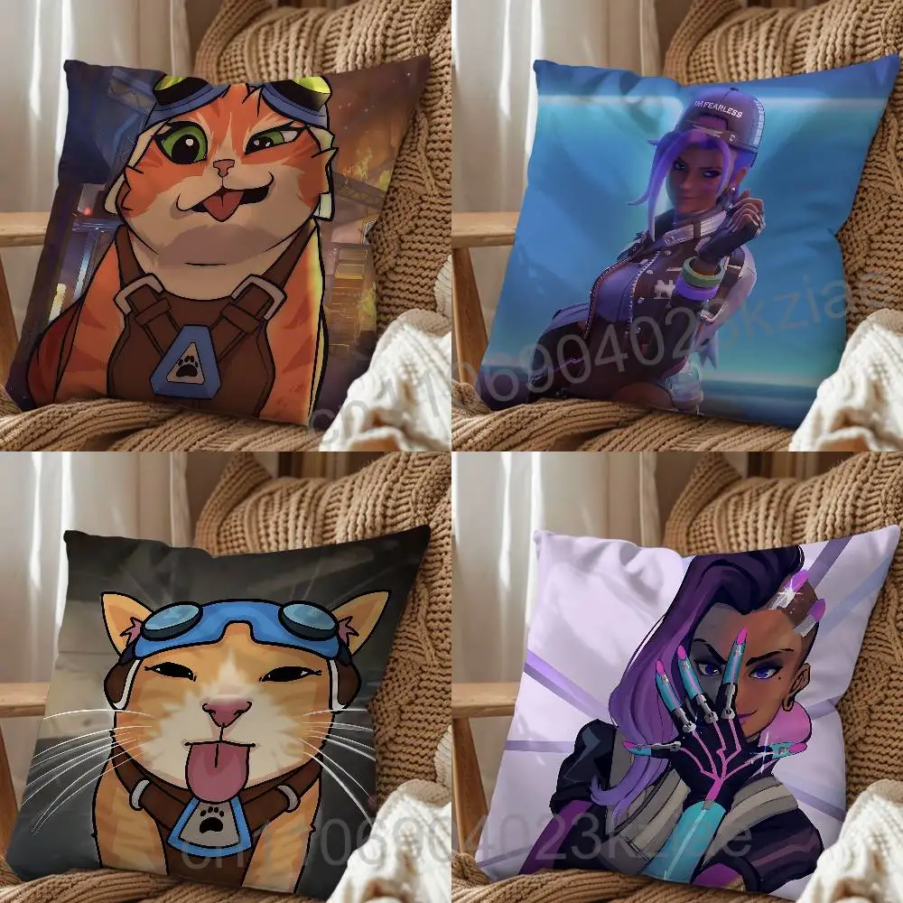

game Jetpack Cat Sombra Overwatch Pillow Case Office Cushions Suitable For Sofa Car Bedroom Decorative Cushion Cover