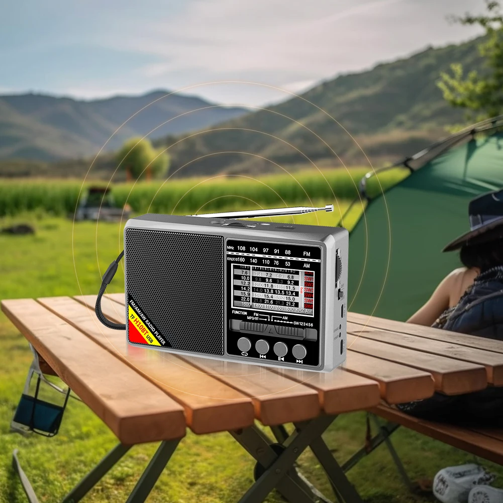 FM/AM/SW Full Band Portable Radio with 3.5mm Headphone Jack Battery Operated Support TF Card Shortwave Radio for Elder