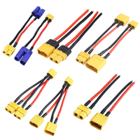 New 5pcs XT60 To XT30 TRX Male/Female 14AWG Silicone Wire Battery Connector Y Splitter/ 3-Way Dual Extension for Battery Charger
