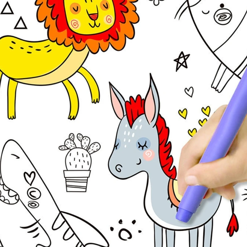 Children Coloring Roll Nonrepeatable Pattern Cartoon Roll Toy for Kids Dropship