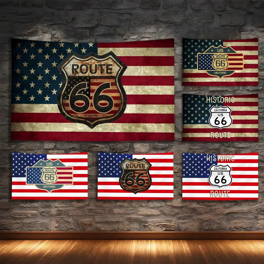 USA Historic West Us Route 66 Tapestry Custom Living Bedroom Party Dormitory interior Wall bohemian Decoration Attached clip