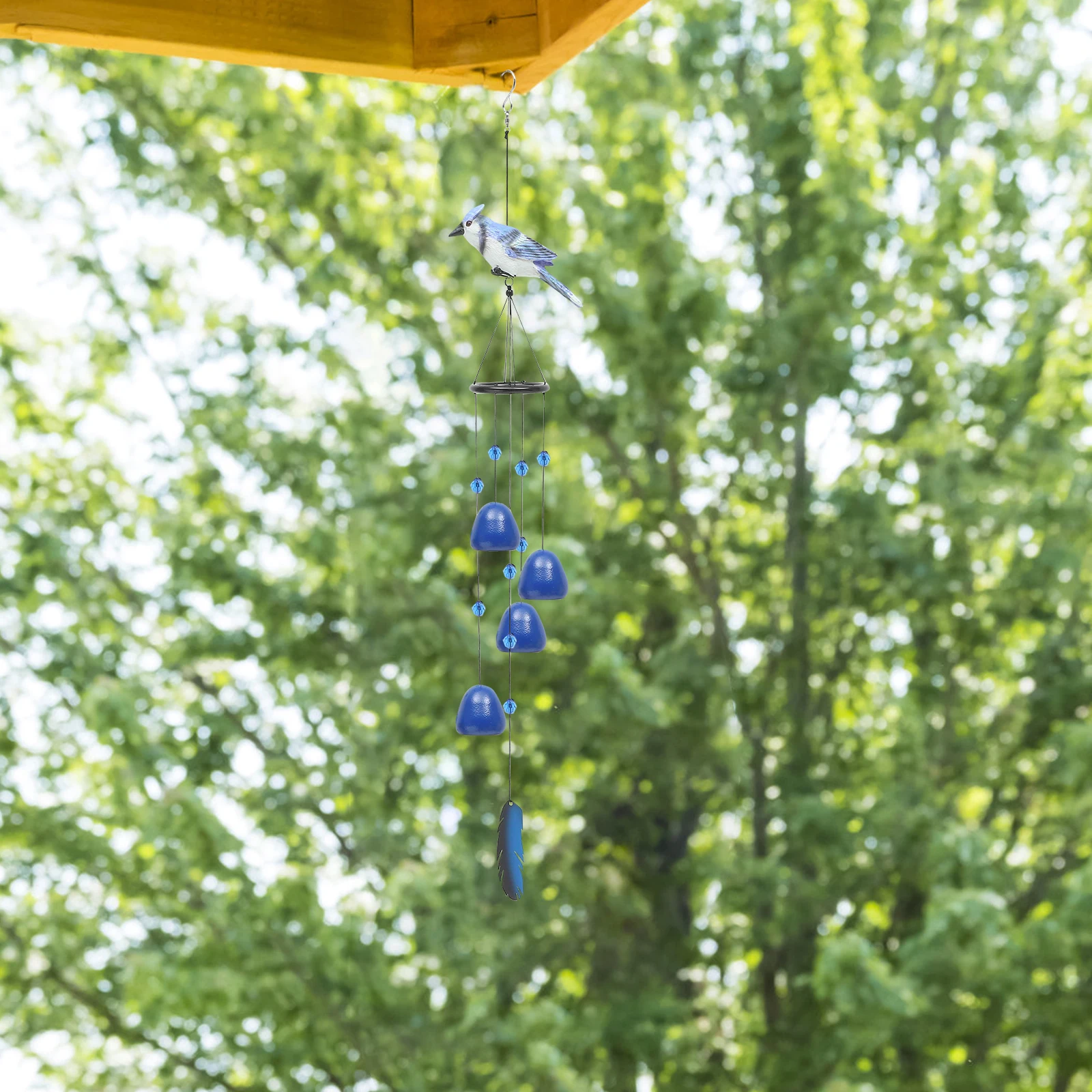 

Resin Wind Chime Outdoor Garden Hanging Bird Shaped Pendulum Balcony Home nament Lifelike Design Easy Install Durability Bright