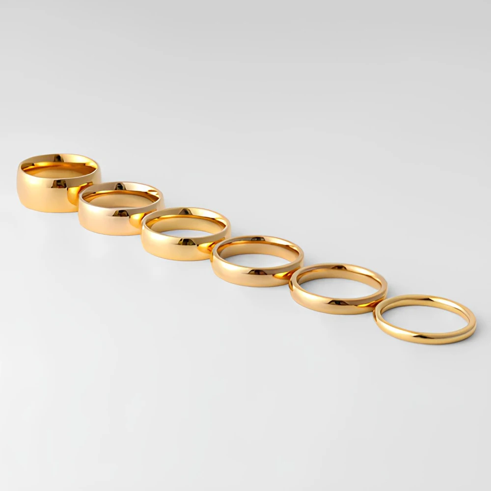 Simple 8MM Stainless Steel Band Rings For Women Trendy 18K Gold Plated Waterproof Jewelry Best Friend Gift Never Fade
