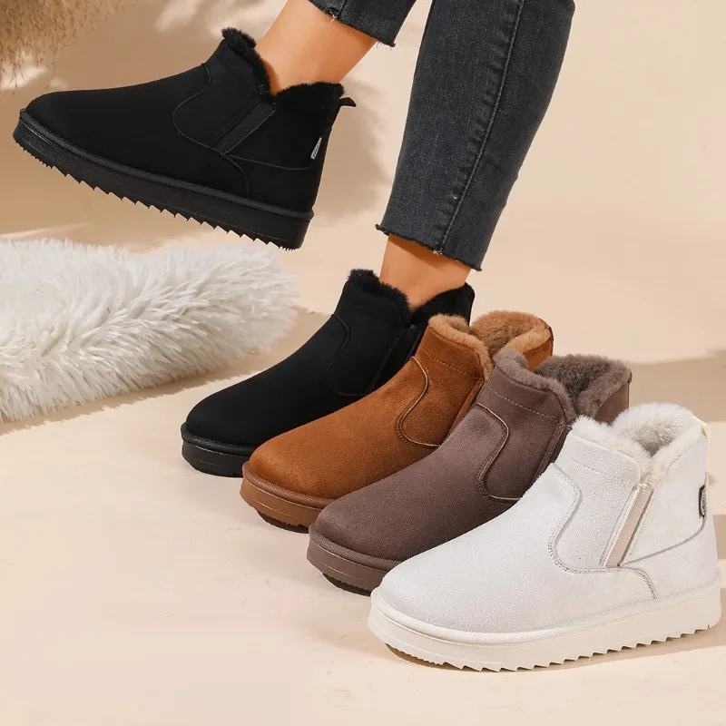 Winter Women's Solid Color Vintage Comfortable Mid Heel Snow Boots New Women Keep Warm Anti Slip Fashionable Casual Snow Boot