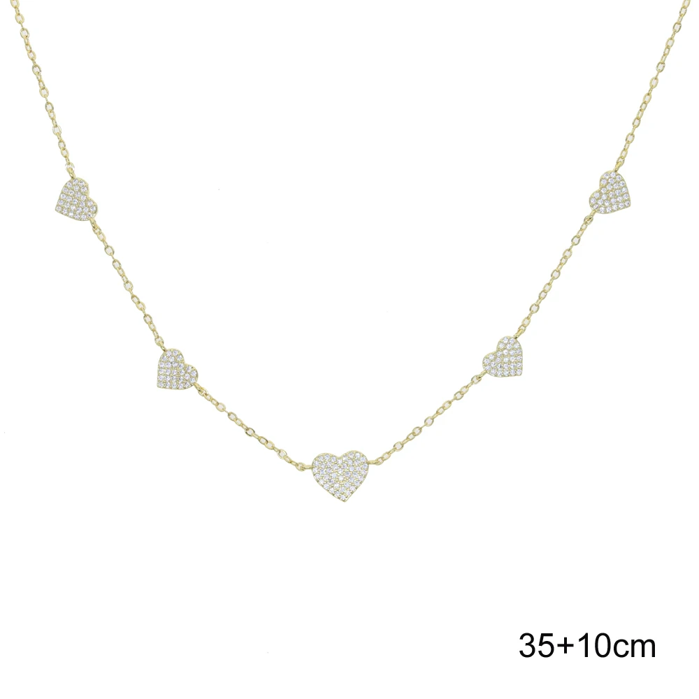 2025 Nieuwe Bling Micro Pave 5 STKS Hart Charm Ketting voor Vrouwen Minnaar Vriendin Gift Mode Luxe Sieraden