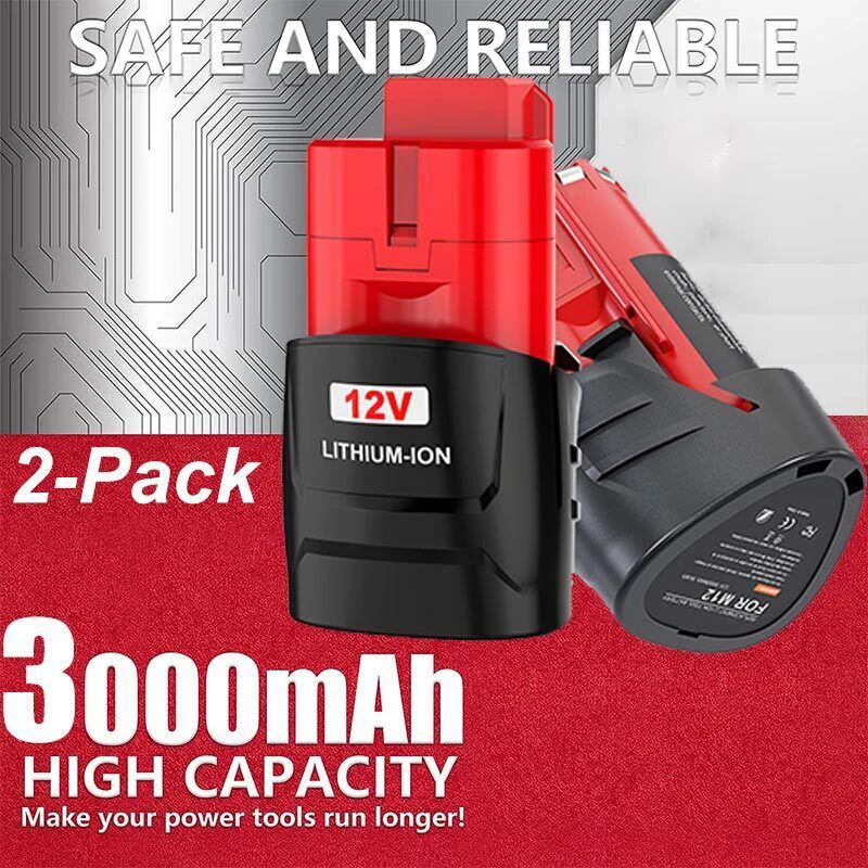 2x battery for Milwaukee M12 B2 battery 12V XC 3.0 4932430064 48-11-2430 2411 battery