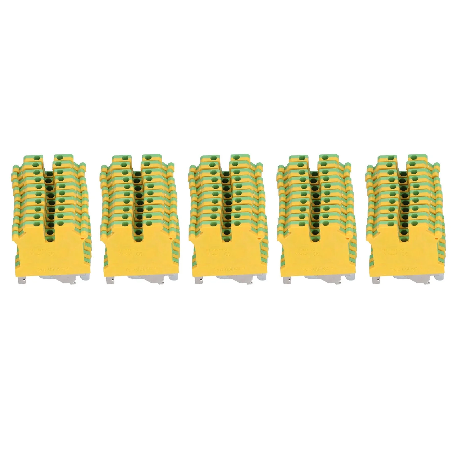 50pcs-grounding-terminal-pure-copper-din-rail-mounted-earth-terminal-block-yellow-green-typ-uslkg‑3