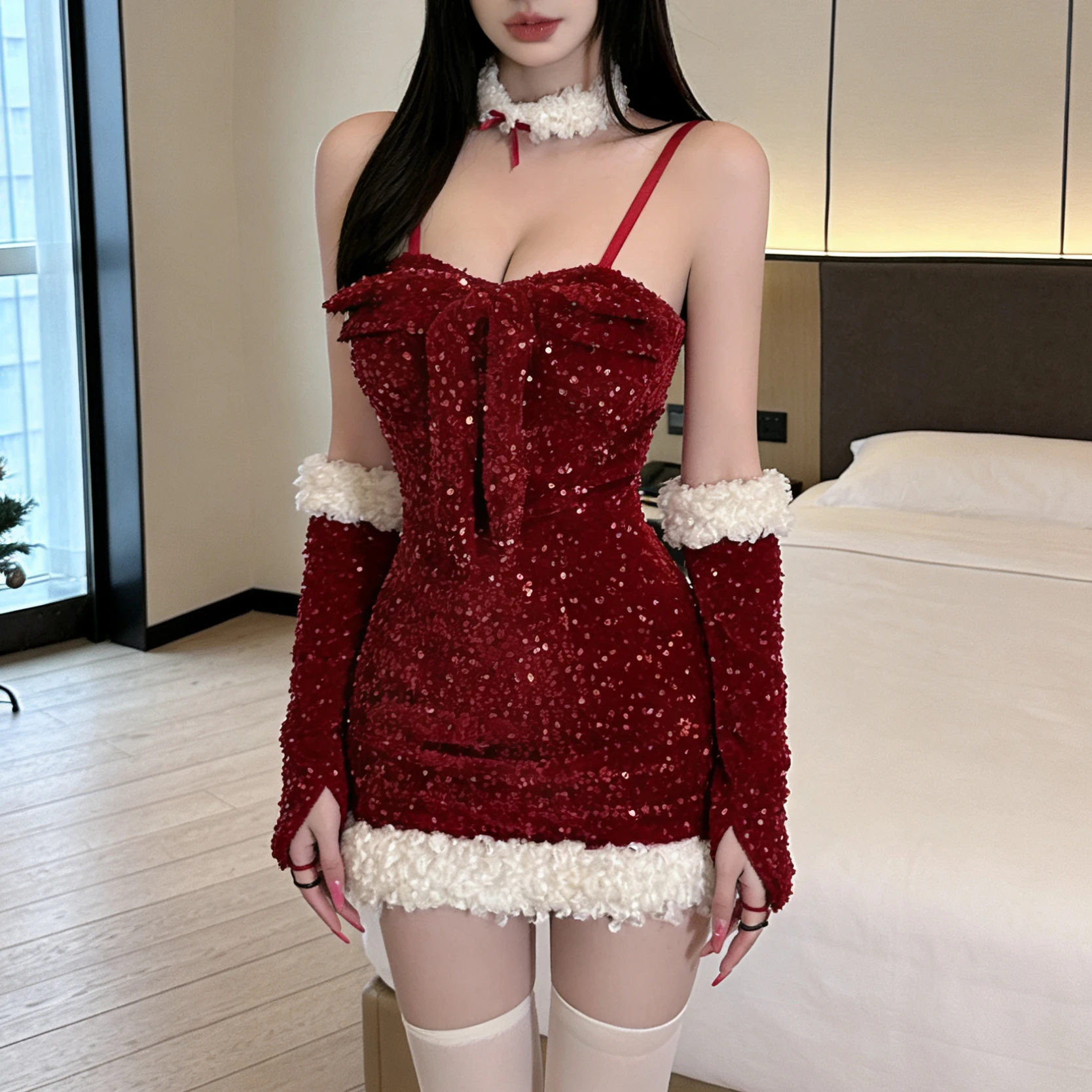 Hiver 2025 Sexy Sparkling Cisas Thème Strapl Moulante Dr Gants pour femmes Faionable Streetwear Sle No Brand Regis...