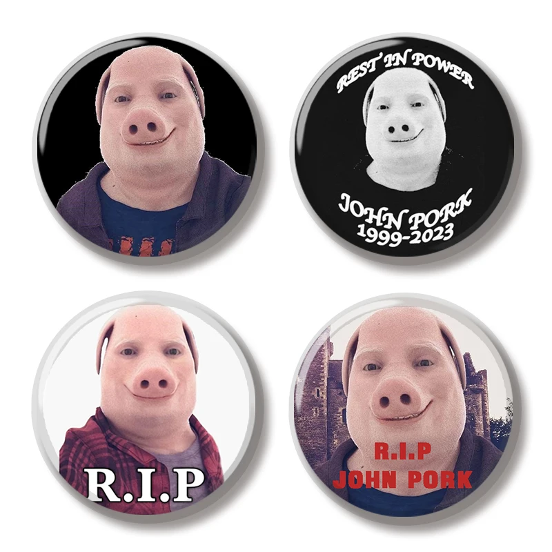 

44MM RIP John Pork Pin Soft Button Pin Jewelry Creative Badge Cartoon Brooch Hat Bag Backpack Decoration