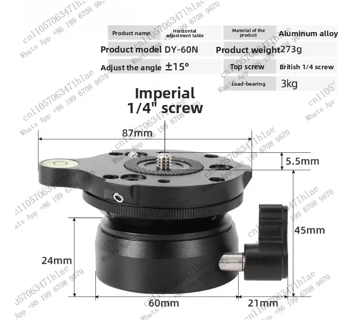 Tripod Head Leveling Base Adjusting Plate with Bubble Level Professional Hemispheric Aerial Photography for DSLR Camera
