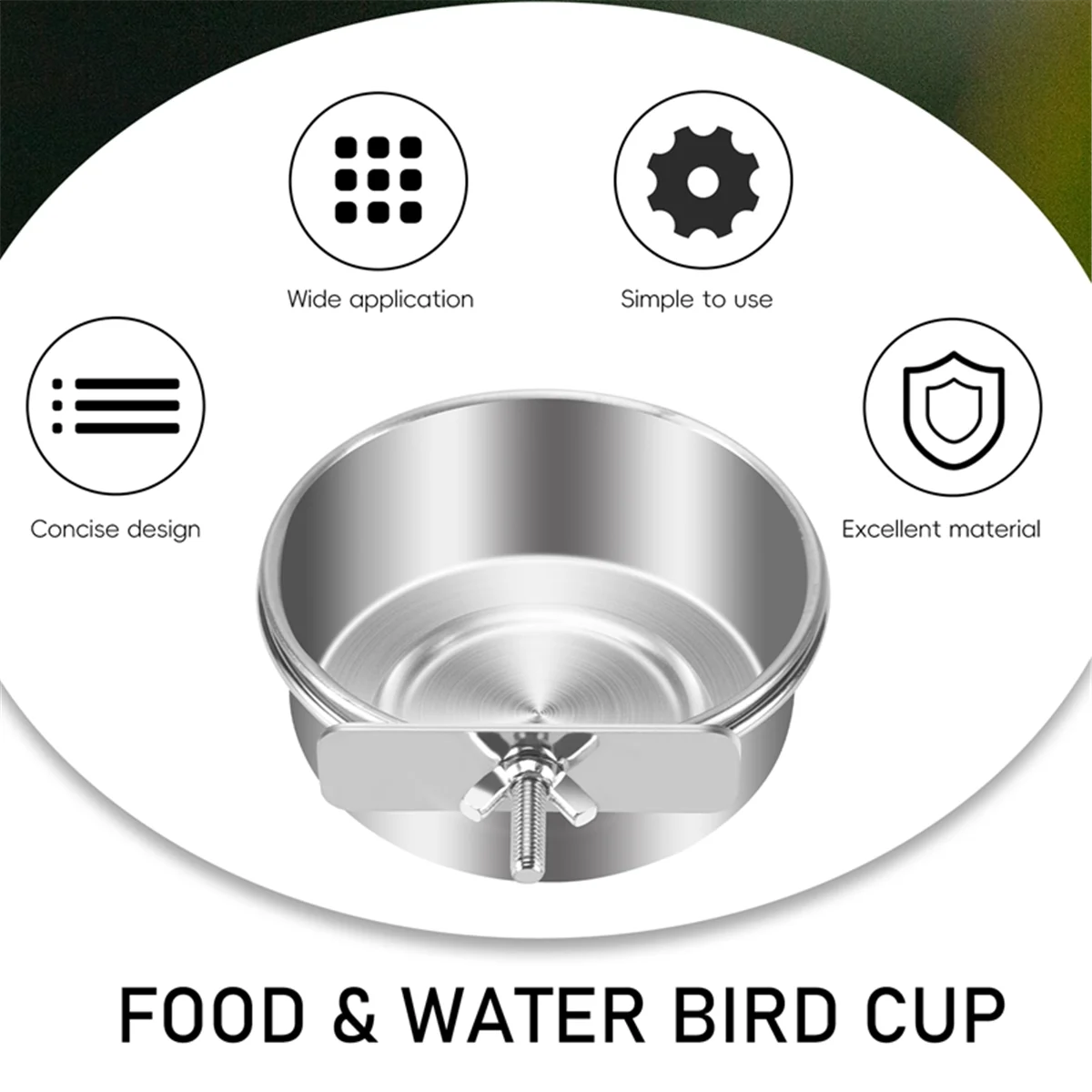 2 Pack Bird Cage Food Water Dispenser Parrot Food Dish Bird Feeder Cup for Cage, Stainless Steel Bird Food Holder Container for