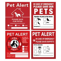 Pet Alert Stickers Static Cling Window Decals Emergency Pets Rescue Sign (4 Pack) Save My Pets in Case of Emergency Stickers