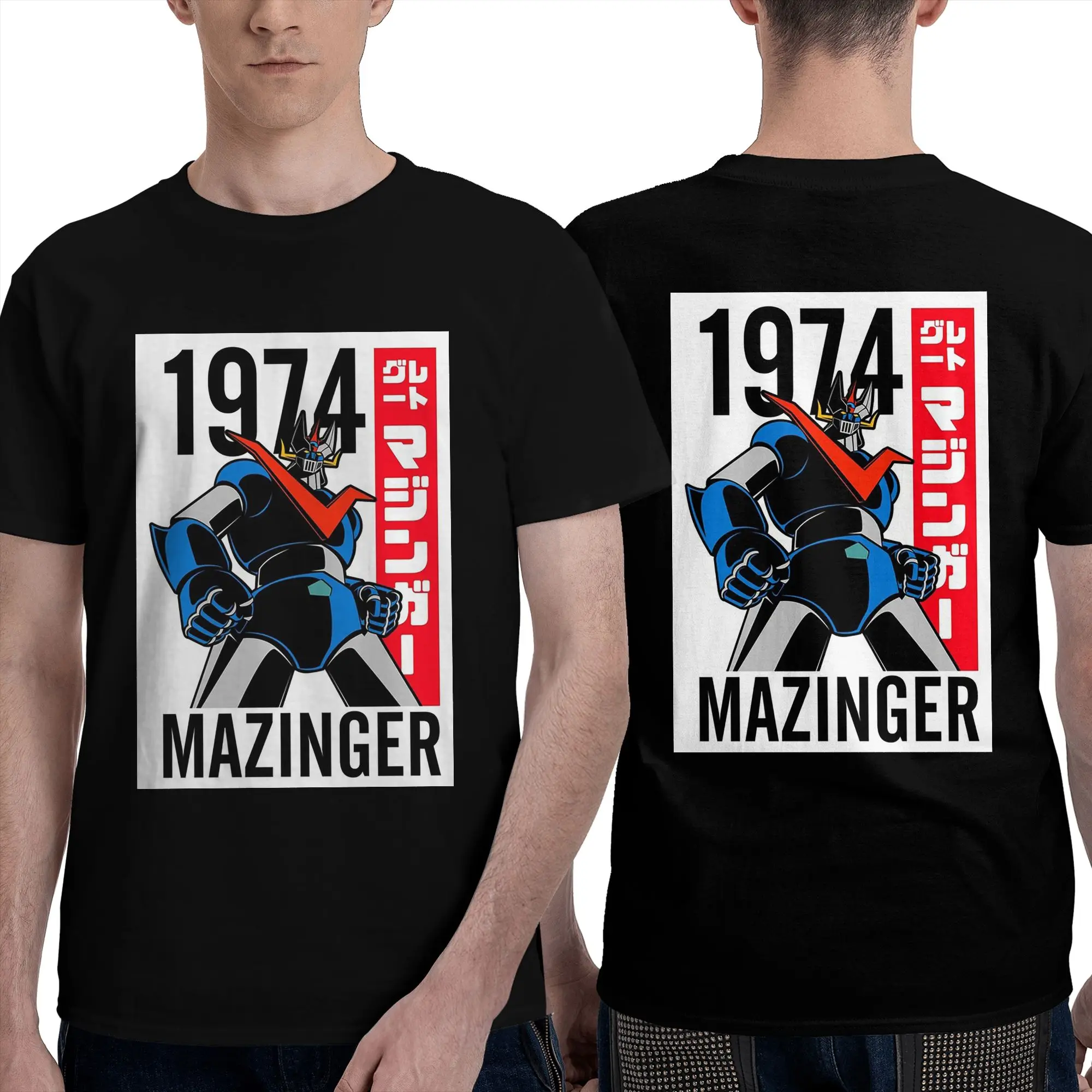 Camiseta de Mazinger Z Mad Robot Grendizer Anime Manga para hombre, camisetas de gran tamaño de doble cara, camisetas con cuello redondo para hombre, camisetas cortas de verano para hombre
