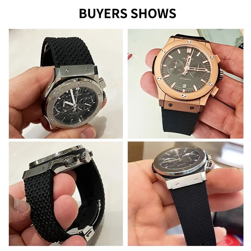 Gelang jam tangan karet tidak berbau tahan keringat untuk Hublot Yubo klasik Fusion Big Bang Series tahan air tali 26x19mm 24x17mm