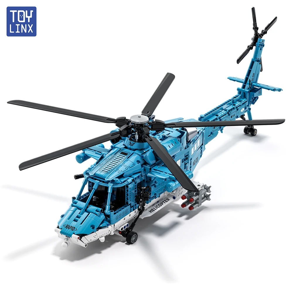 

1711PCS Military Attack Helicopter Building Blocks Large 76cm Movable Rotor Bricks Kids 6+ Educational Construction Model Gifts