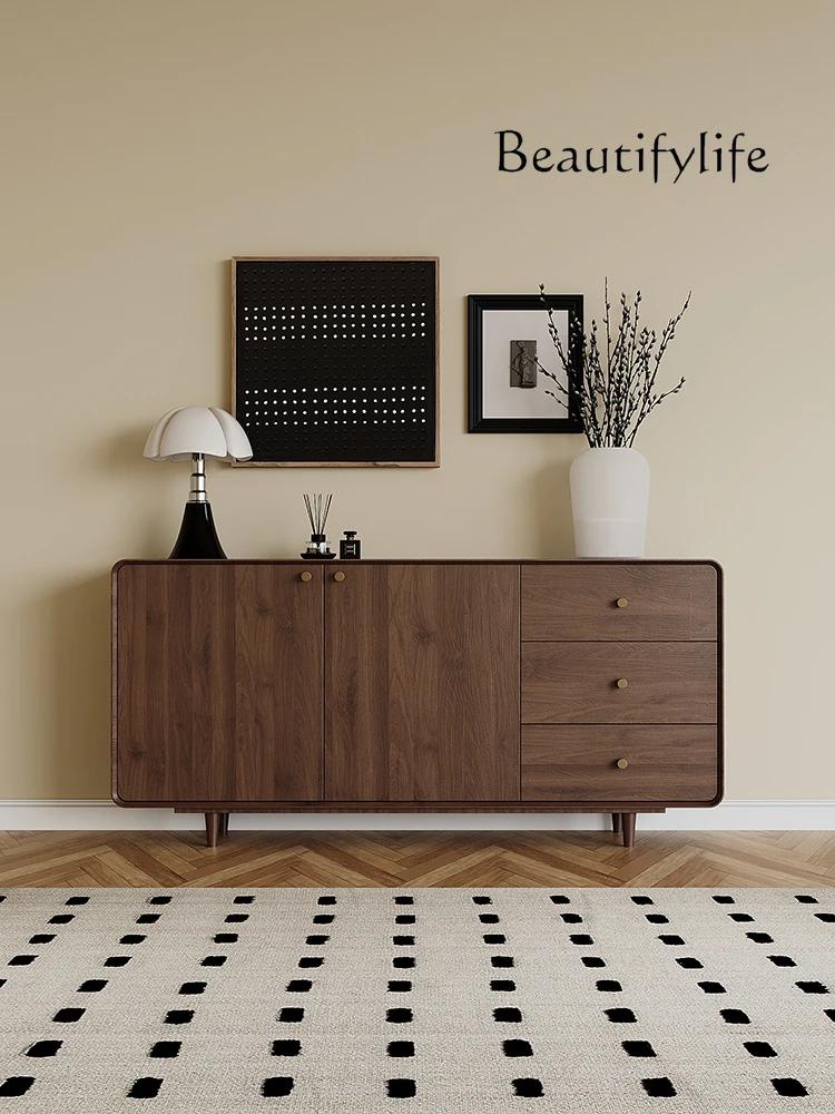 Sideboard Cabinet Modern Minimalist Solid Wood Mid-Ancient Hallway Bowl Cabinet Walnut Bedroom Locker