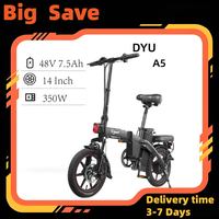 DYU A5 Electric Bicycle 14 inch 350W Folding Electric Bike 25km/h Speed 48V 7.5AH Lithium Battery 60KM Max Range Outdoor E-Bike