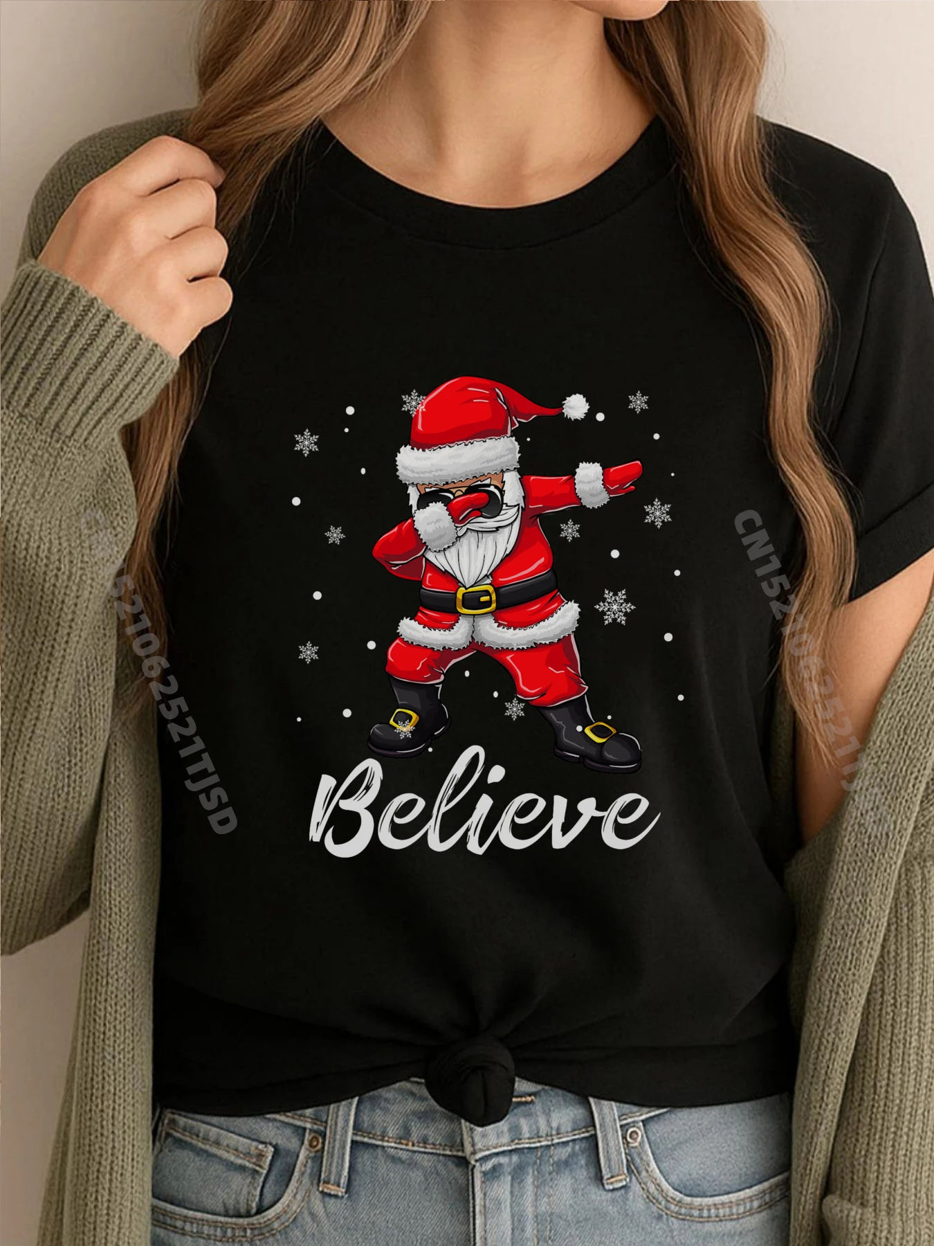 

Believe Christmas Dabbing Санта-Клаус Девушки Бесплатная доставка Одежда Футболка Homme Design