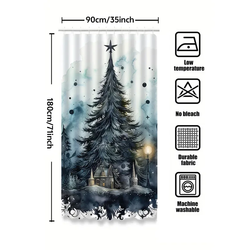 Tuniu باطني الغابات ستارة حمام القوطية المشهد دش الستار مخيف هالوين ديكور خمر الظلام الأكاديمية غرفة مقسم Bac #6