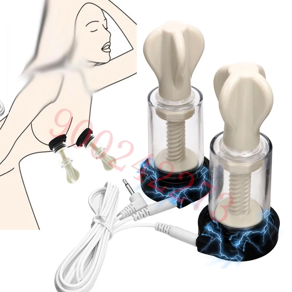 SM Electric Shock Nipple Sucker Clamps Clit Clip Vacuum Pump Electro Stimulate Breast Booster Body Therapy Woman Orgasm Sex Toys