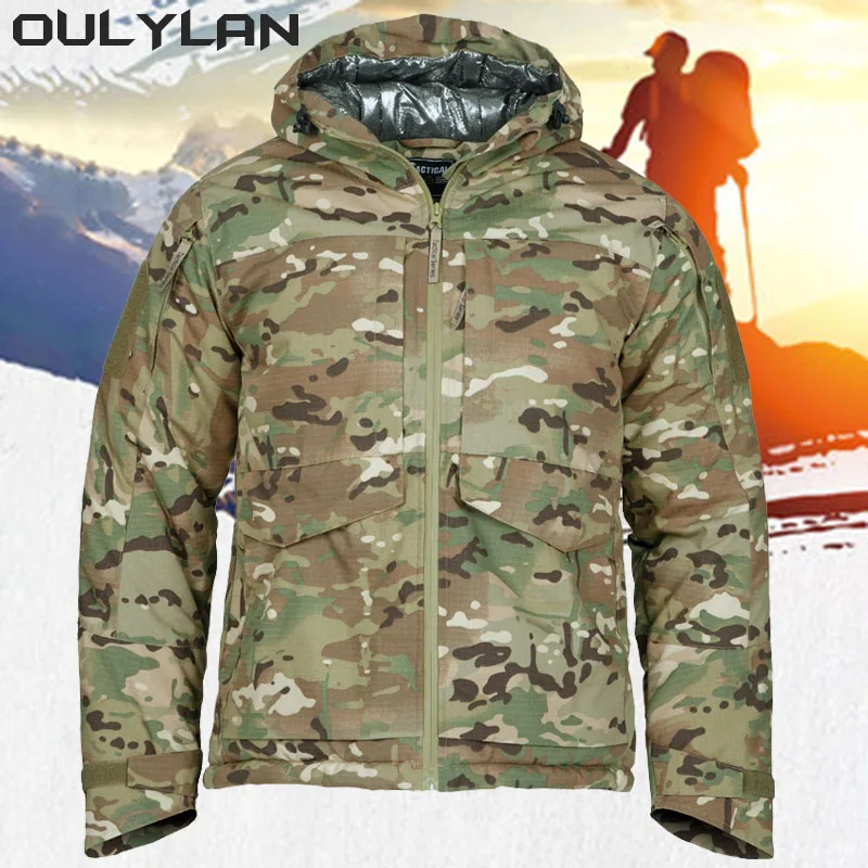 Thickened Heat Reflective Cotton Jacket Men Camouflage Winter Warmth Windproof Cold Resistant Jackets Outdoor Tactical Functiona