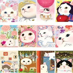 25Zhang，Cute Cat Pattern Postcard，Cartoon Christmas Card; Greetings Card Sent to Friends at Christmas，Greeting Card，Postcard Gif