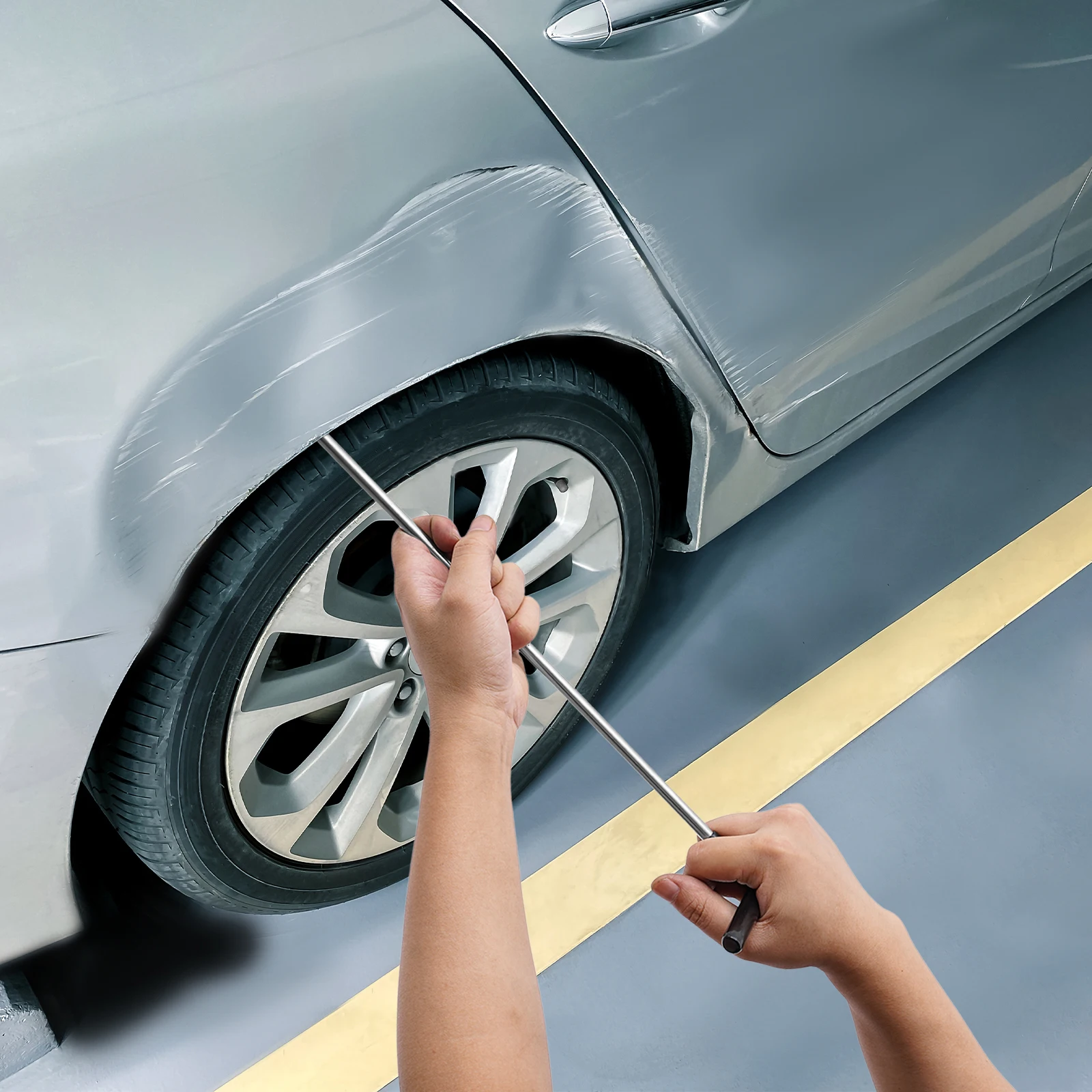 

Набор инструментов для удаления вмятин, прутки для беспокрасочного ремонта вмятин, прутки для восстановления вмятин, максимальная длина 22,44 дюйма, удобная рукоятка из ПВХ, легко чистятся.