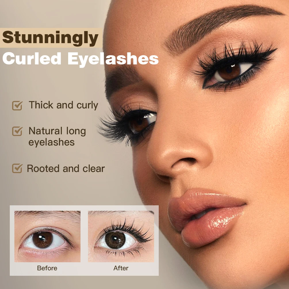 QIBEST Eyelash Growth Serum And 4D Black Mascara Curling Thick Lengthening Eyelashes Enhancer Mascara Eyelash Serum Makeup Sets