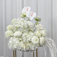 White Series 5D Rose Peony Hydrangea Wedding Arch Hang Floral Row Arrangement Table Centerpieces Runner Flower Row Event Supplie 6