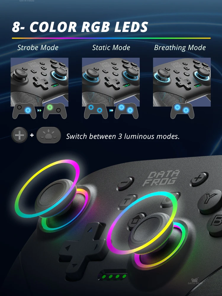 DATA FROG Switch Pro controller per Switch/Switch Lite Wireless Remote Gamepad per Joystick Pro controller PC per Switch OLED