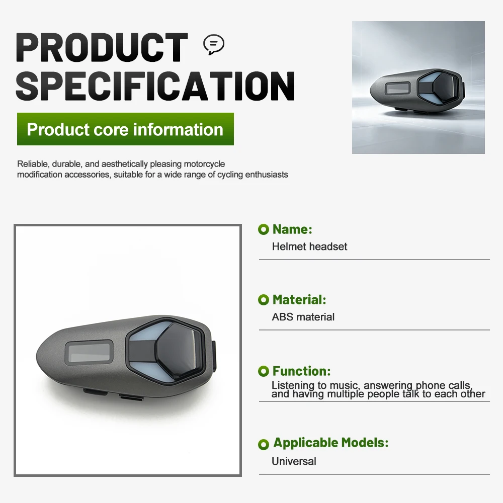 K13 2X BT6.0 Two Way Helmet Bluetooth Intercom,IP65 Waterproof Clear Sound Built-In Moto Riding Hands-Free Communication Headset