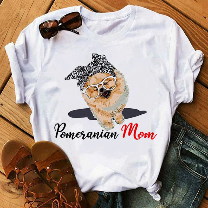 

2024 Fashion Women T Shirt Harajuku Tops Dog I Love Mom T-shirt Female Summer O-neck Short Sleeve Tee Shirt Clothing Tops