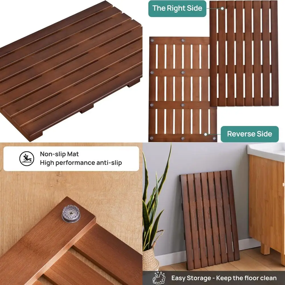 

Non-Slip Shower Mat for Indoor and Outdoor Use, Heavy Duty Bath Mat for Wooden Floors