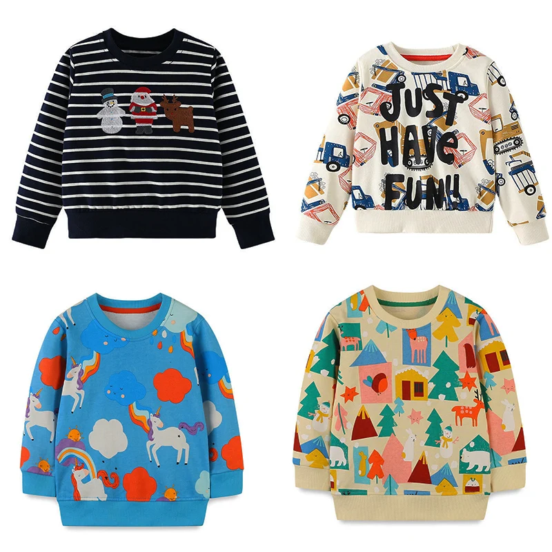 Long Sleeve 2-7T Cartoon Boys Girls Sweatshirts For Autumn Spring Hot Selling Kids Clothing Toddler Hooded Shirts