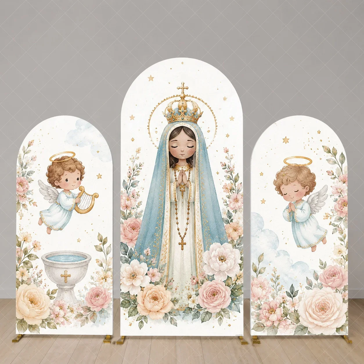 my Baptism First holy Communion Arch Backdrop Cover god bless Christening party decoration double sided Photography Backgrounds