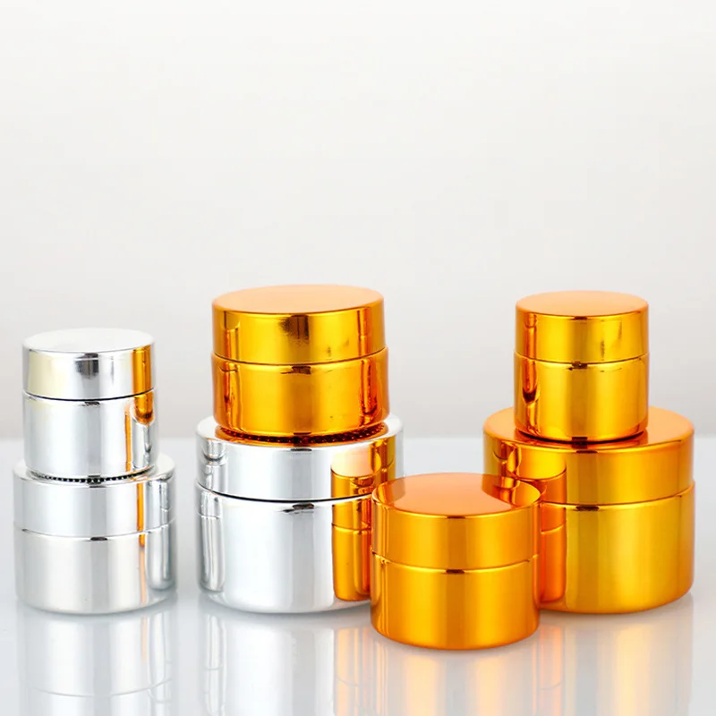 

100pcs 5g 10g 15g 20g 30g 50g Gold Silver Glass Cream Makeup Face Bottles Cosmetic Packing Container