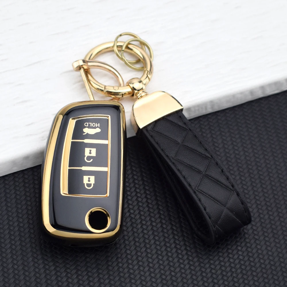 TPU Folding Car Key Case Cover for Nissan Qashqai J11 X-Trail Kicks Juke Altima Tiida Murano Micra Maxima Auto Protective Shell