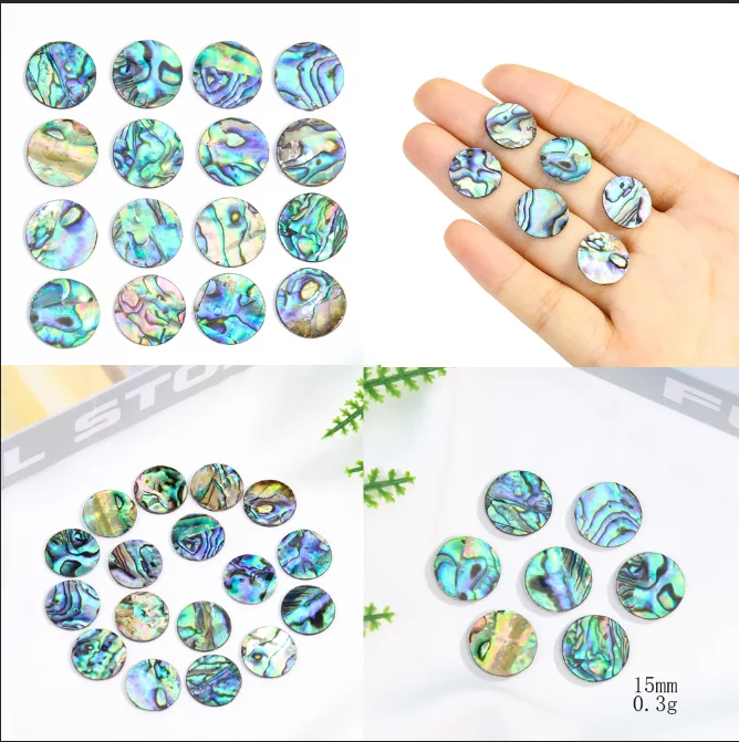Ridescent Rainbow Abalone Shell Round Discs Natural Flat Back Shell Beads for Jewelry Making DIY Earring Pendant Craft Supplies