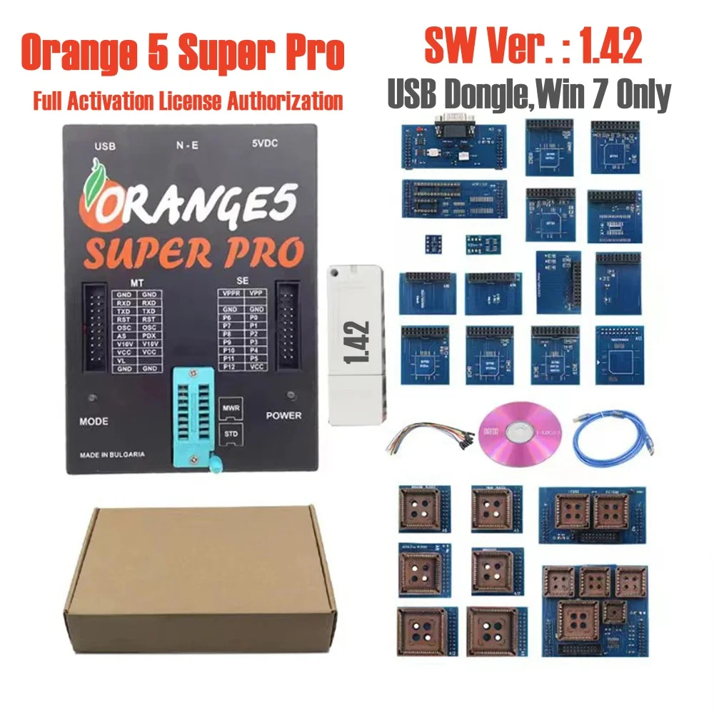 ECU Programmer Orange5 V1.42 Full Activation License Authorization Orange 5 1.42 Super Pro Programmer  with USB Dongle Key Win7