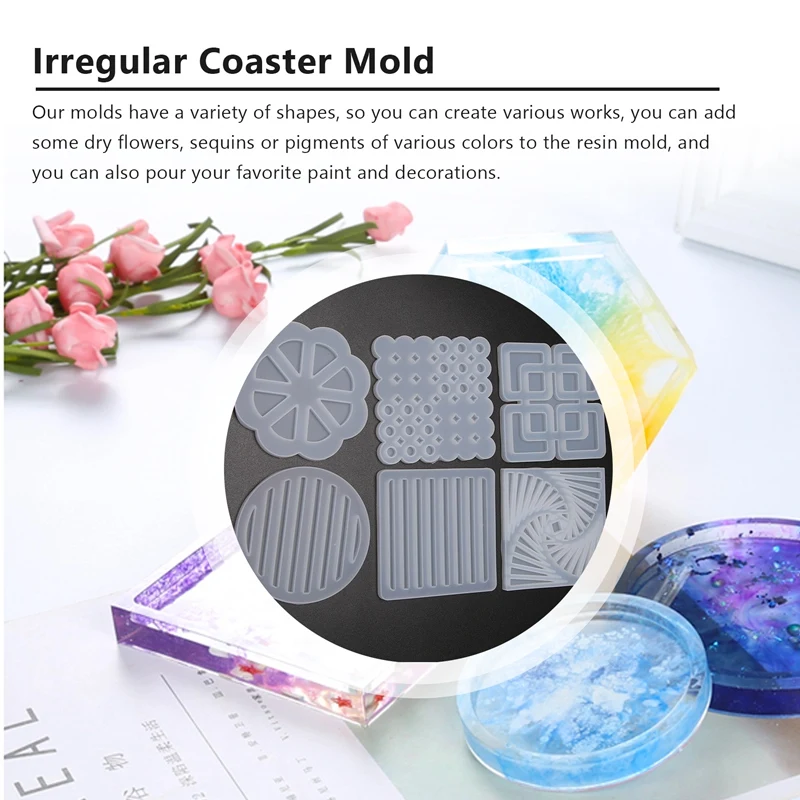 Irregular Coaster Resin Moulds,Coasters Casting Molds,Silicone Coaster Molds For Making Coasters,Cup Mat,Candle Holder