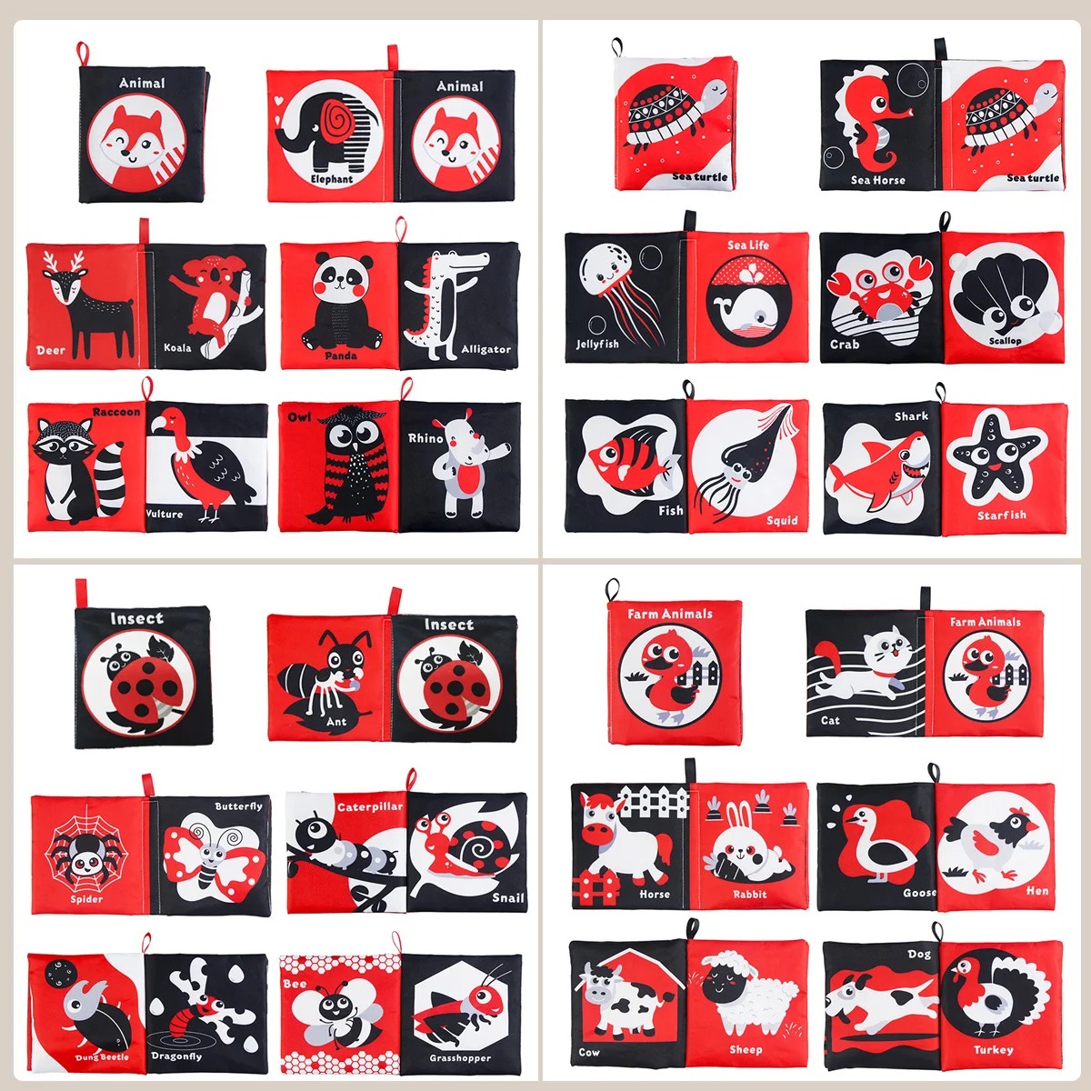 Libro de tela pequeño volteado para bebé, juguete de educación temprana, libro de juguete de tela suave para bebé, libro táctil plegado con múltiples cuerpos