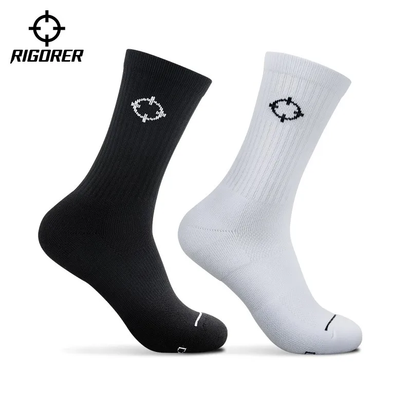 RIGORER Professional Basketball Socks Combat Training Sport Socks Anti-slip Thick Towel Bottom Breathable Mid Tube Socks For Men