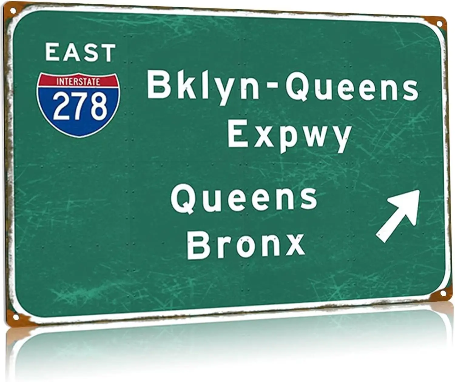 Retro Bronx Metal Tin Sign Queens East Interstate 278 Street Sign Bar Club Decor Pub Man Cave Wall Hanging Decoration 8x12 Inche