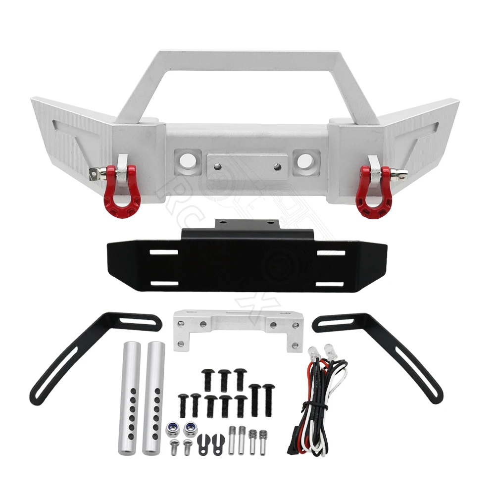 1/10 RC Crawler Axiale SCX10 iii AXI03006 Jeep Gladiator JLU Wrangler Upgrade Onderdelen Metalen Voor Achter Bumper met LED verlichting