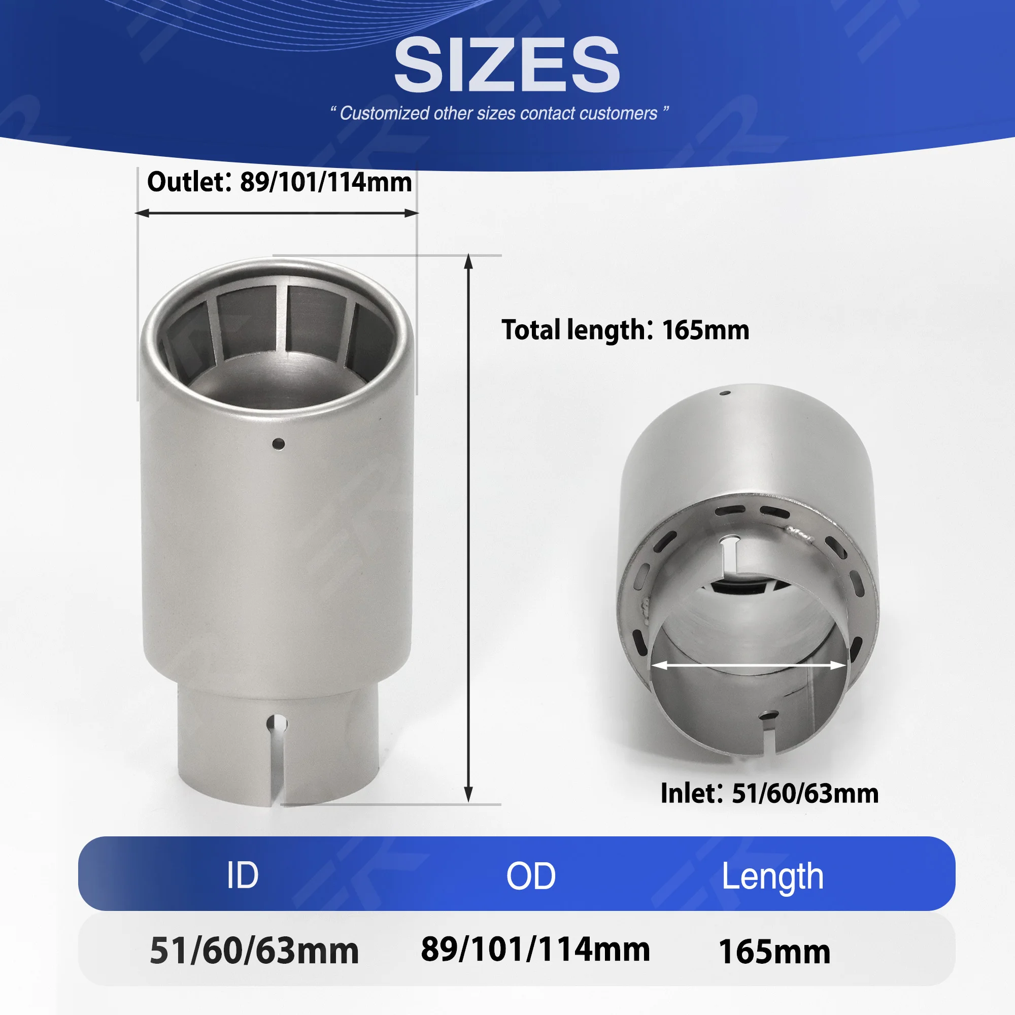 1Piece ER 304 Matte Stainless Exhaust Pipe car accsesories automotive Nozzle decoration for Muffler Tail Tips modification