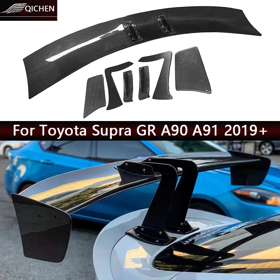 

Для Toyota Supra GR A90 A91 2019+ карбоновые задние спойлеры-плавники, направляющие крылья, заднее антикрыло, аксессуары для автомобиля, обвес