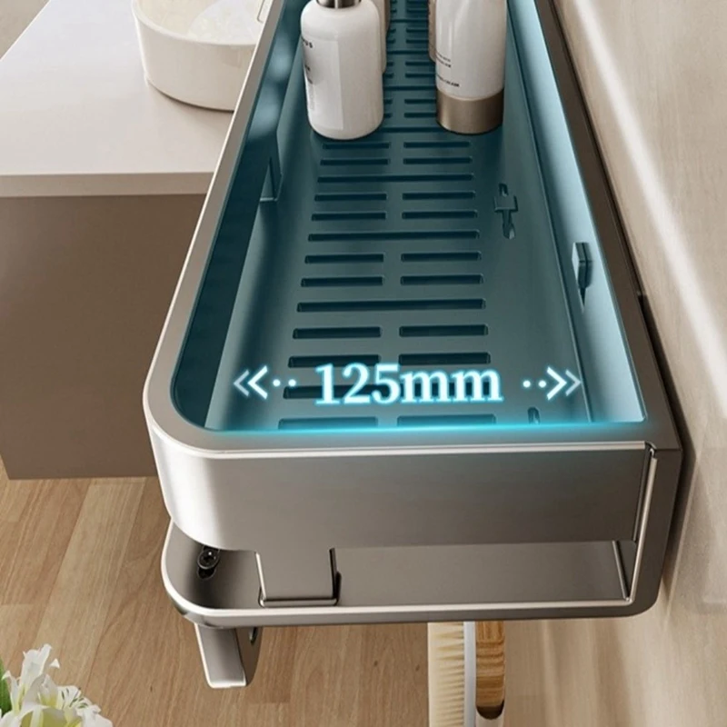 Easy to Install Rustproof Bathroom Shelves Wear- Moisture-Proof Shower Storage Rack with Hook Organizer Rack-AD23