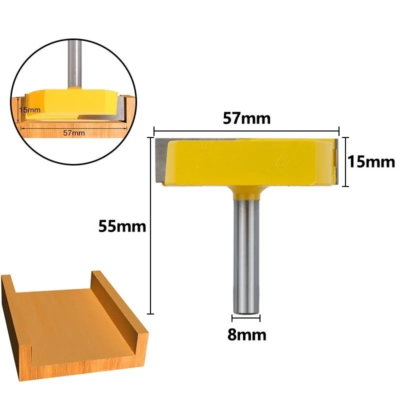 Cleaning Bottom Router Bits 8mm Shank 2-1/4 Cutting Diameter for Surface Planing Router Bit Milling Cutter for Woodworking